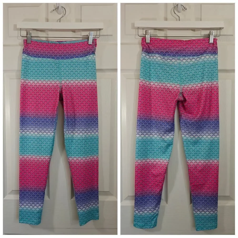Eddie Bauer blue graphic tee & mermaid scale legging set sz L (14/16)